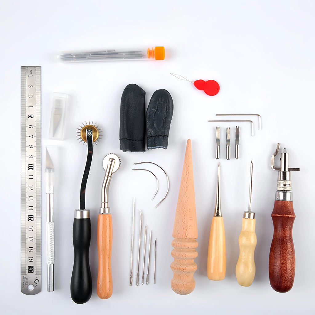 DIY leather making tool set, leather repair and sewing thread, leather craft punching tool combination, with storage bag Zpaxo