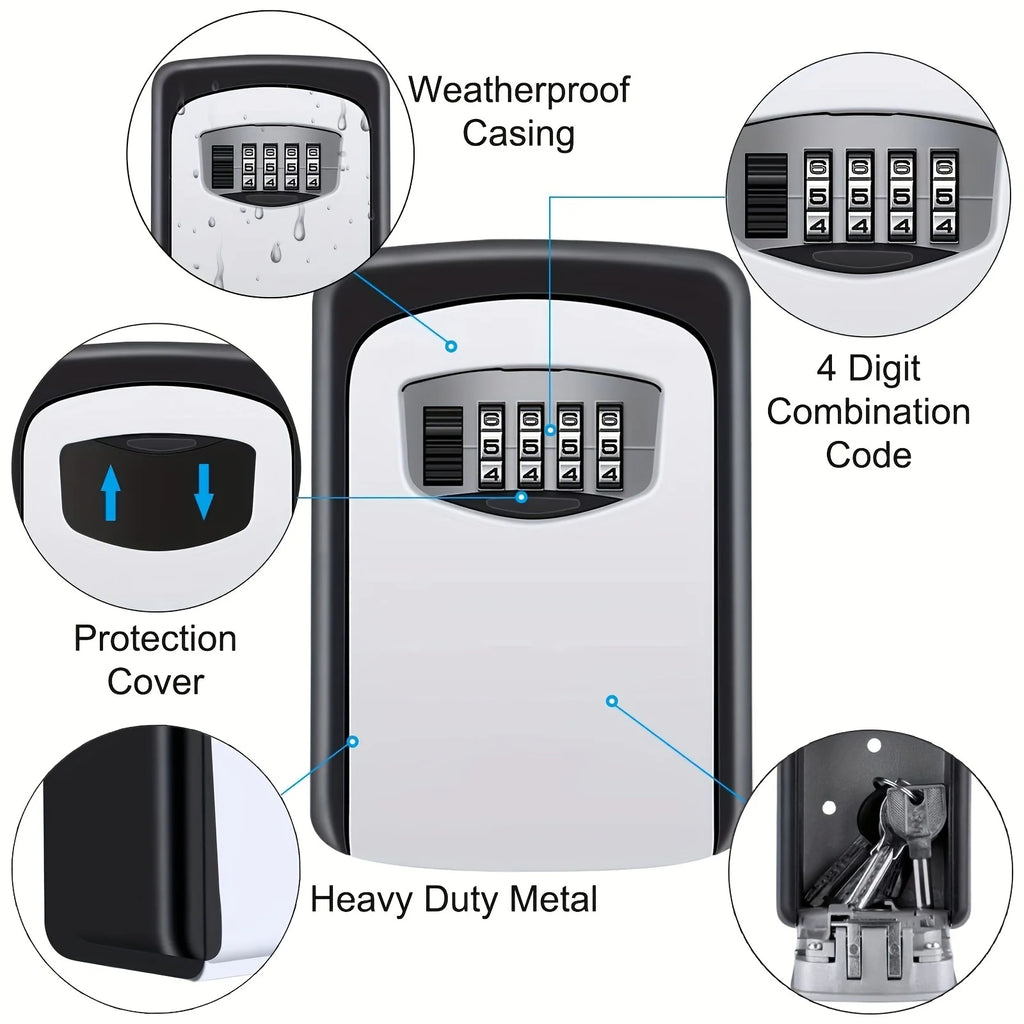 Ultra-secure Flip-top Key Safe Wall-mounted Metal Plastic Storage Box