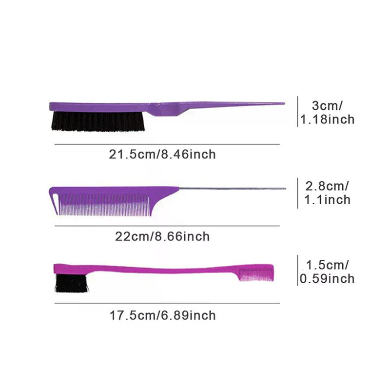 Hair Styling Comb Brush Teasing Edge Rat Tail Curly Straight Wet Dry Zpaxo