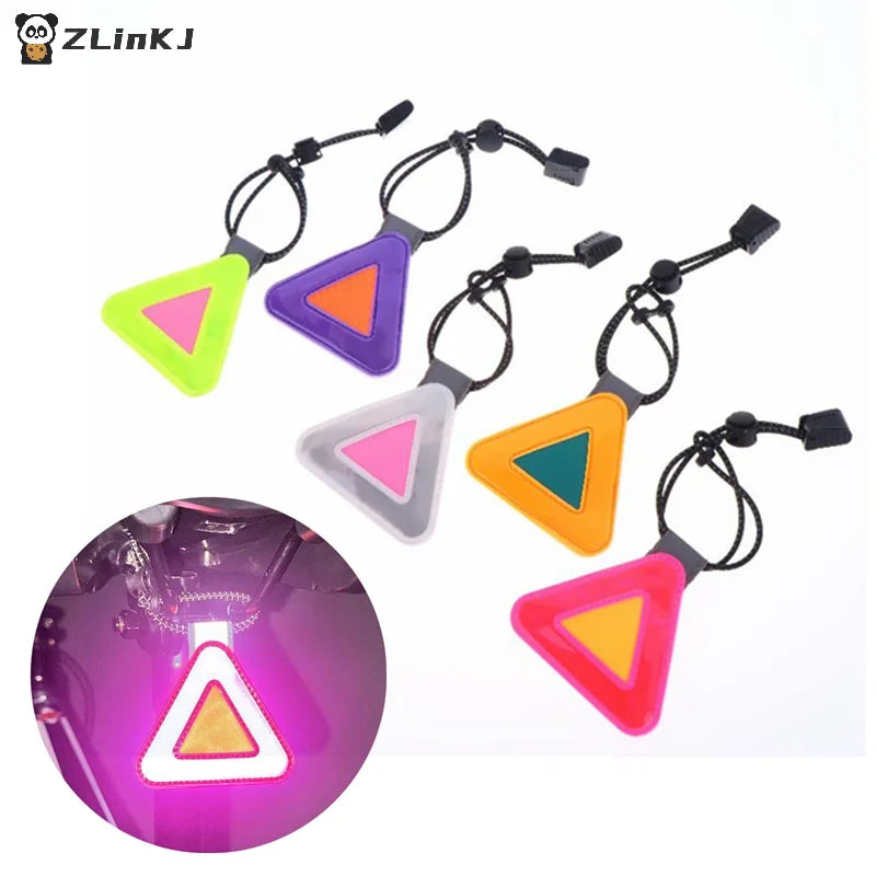 ▶Bike Triangle Reflective Signs Safety Warning Pendant Night Riding Reflective Patch Portable Multi Functional Reflective Label Zpaxo