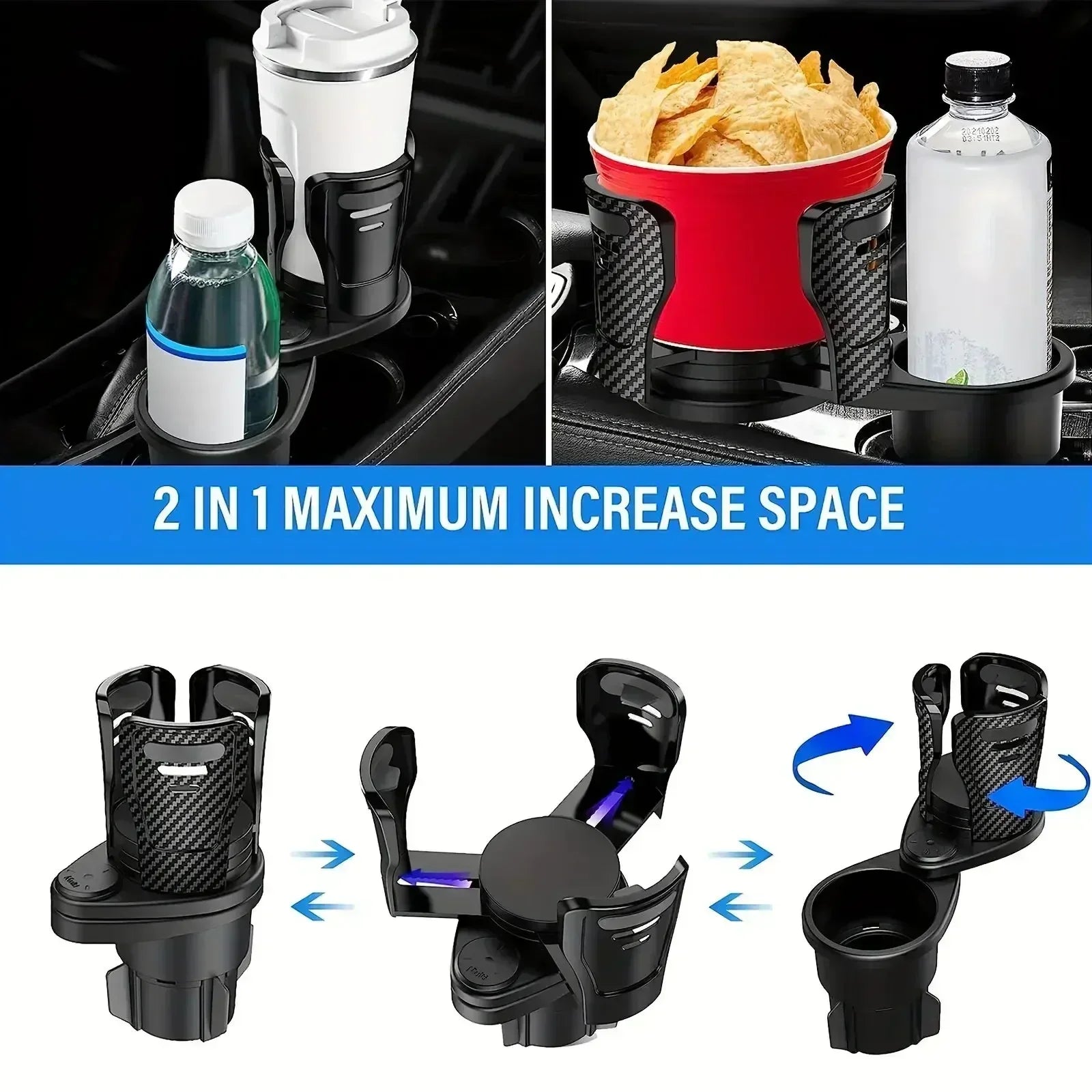 Adjustable Dual Cup Holder Car Mount Multifunction New Car Cup Holder Expander Adapter with Mobile Phone Holder Function Zpaxo