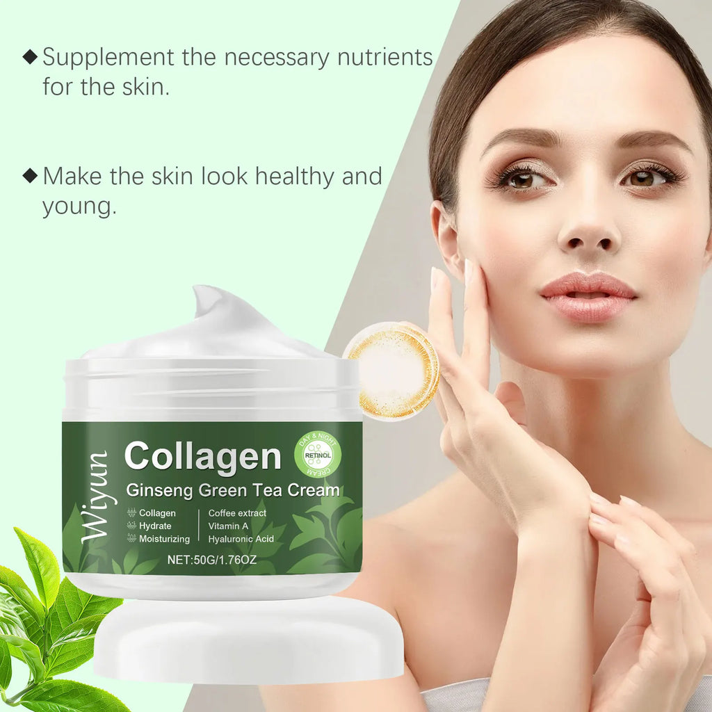 WIYUN Collagen Ginseng Green Tea Anti-Aging Face Cream 50g Anti-Aging Face Cream Zpaxo