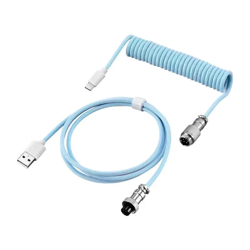 Y1UB Retractable Coiled USB C Keyboard Cable Reinforced Connectors Zpaxo Blue CN