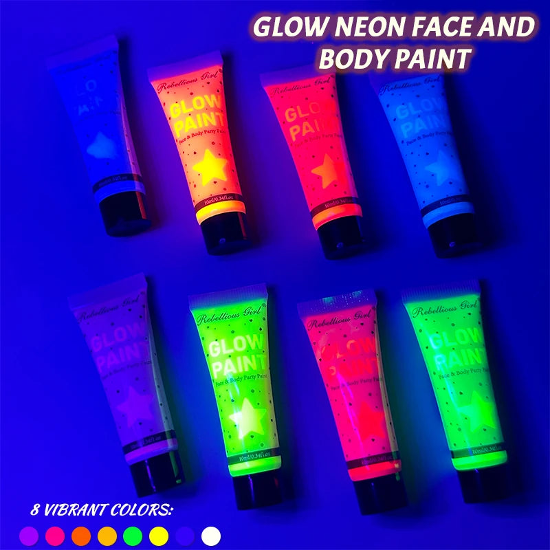Glow Dark Body Face Paint Washable UV Neon Fluorescent Makeup Zpaxo