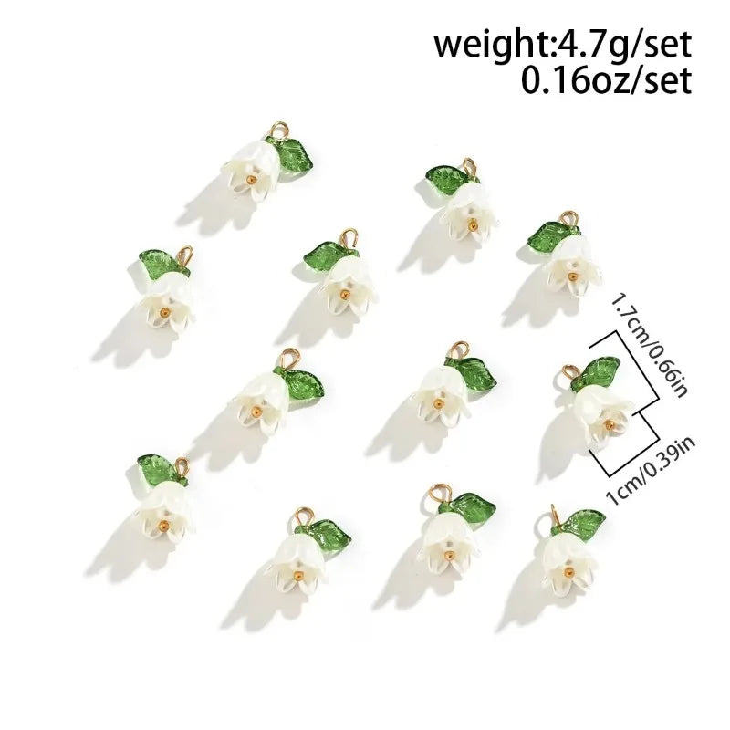 10-Pack Pearl Bell Orchid Flower Charms for DIY Jewelry Making Jewelry Charms Zpaxo