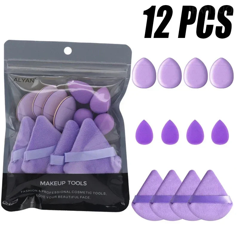 12PCS Cosmetic Puff Set Multicolor Soft Foundation Powder Makeup Sponge Egg Pink Purple Puff Makeup Tools Accessories Wholesale Zpaxo