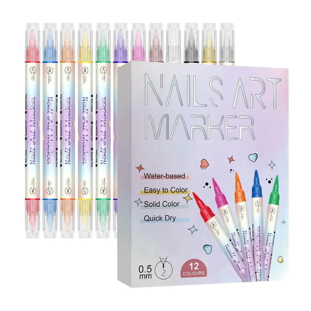 12 Colors 3D Nail Graffiti Pen Set 12Pcs Waterproof Quick Drying Acrylic Dotting Liner DIY Artistic Beauty Nail Tool Zpaxo B