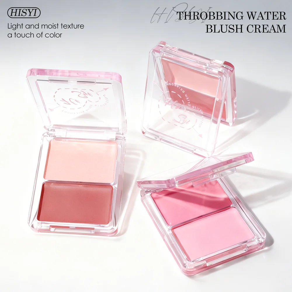 Dual Cream Blush Highlighter Buildable Pigment Dewy Cheek Face Glow Zpaxo