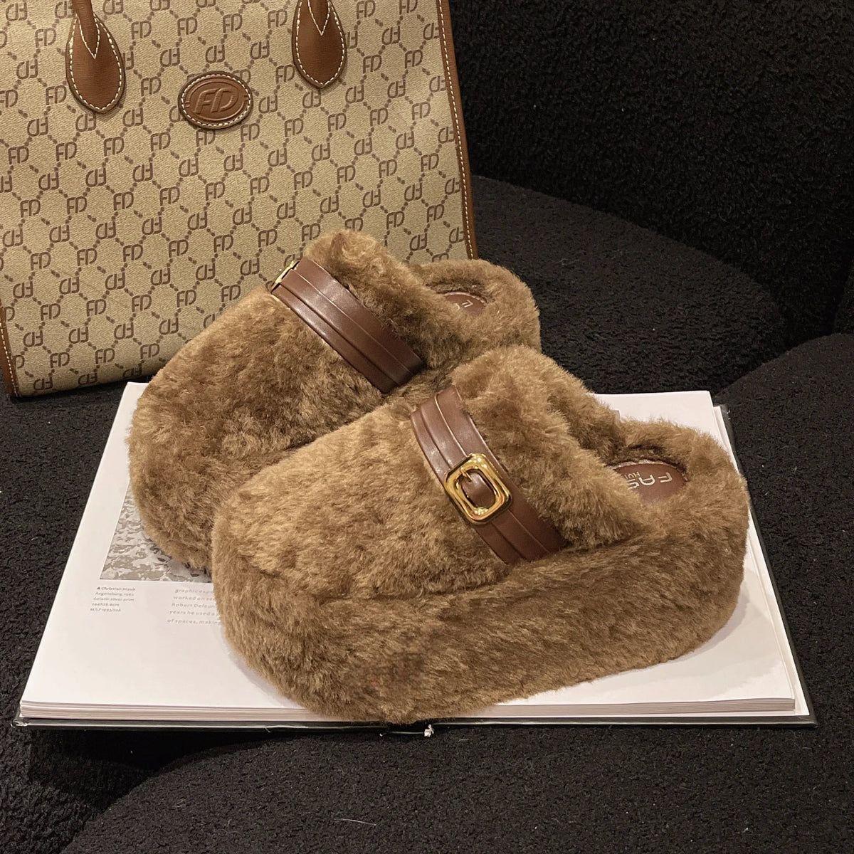Evening Breeze Baotou Half Slippers French Low Heel Women's Boots Zpaxo Brown 36