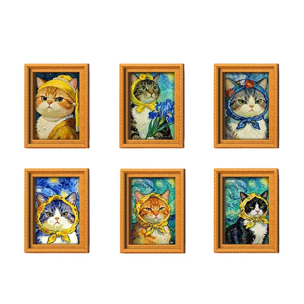 Cat Magnets 6-Piece Funny Wooden Cute Home Decor Anime Figure Refrigerator Magnet for Wall Door Locker Living Room Kitchen Home Zpaxo China Mainland Set A