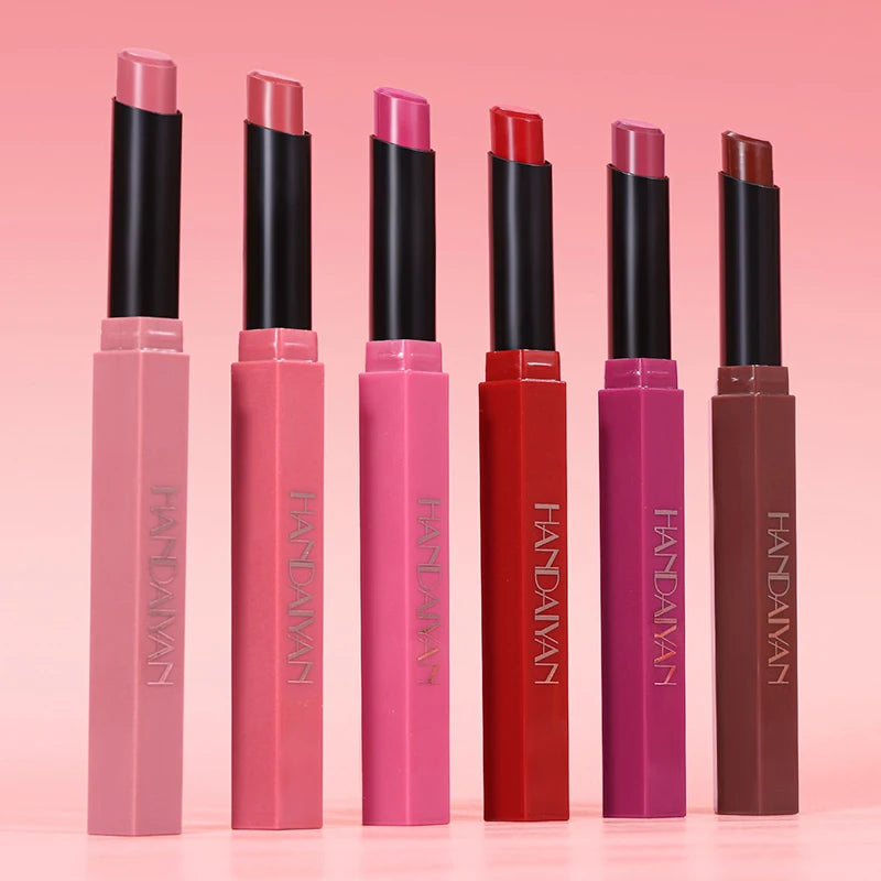 HANDAIYAN 6-Color Velvet Matte Lipstick Smooth Waterproof Non-Stick Soft Mist Solid Lip Gloss Long-Lasting Color Lip Makeup Zpaxo