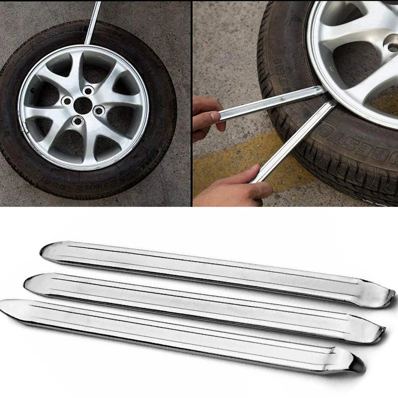 3-Piece Steel Tire Iron Spoon Lever Set – Car, Motorcycle & Bike