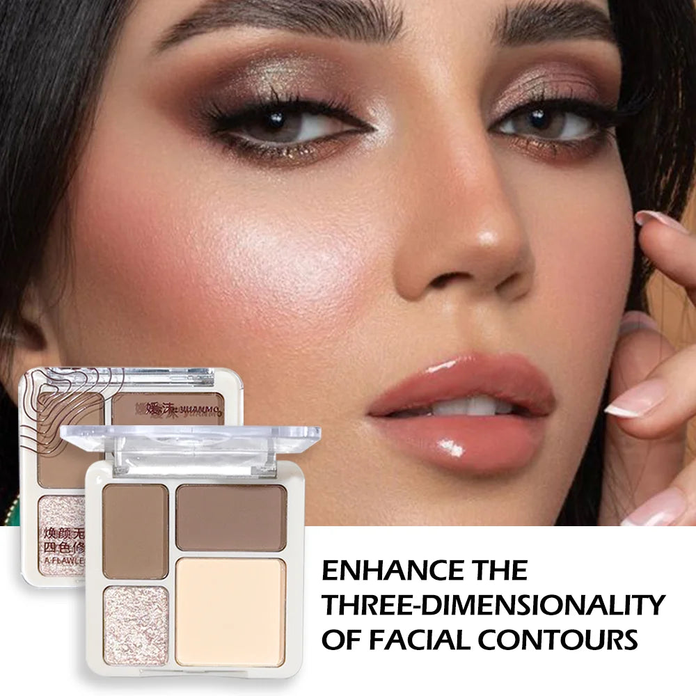 Four-color Highlighter Contour Palette Matte Long-lasting Brightening Zpaxo