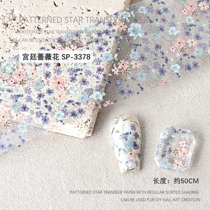 Rose Flower Nail Art Foils Transfer Paper Stickers Designs Floral Zpaxo SP-3378
