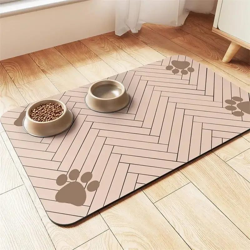 Pet Feeding Mat-Absorbent Pet Placemat For Food And Water Bowl With Waterproof Rubber Backing Quick Dry Water Mat For Dog Cat Zpaxo Khaki