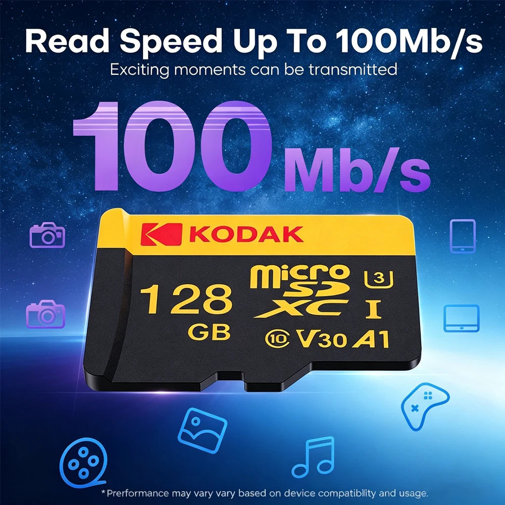 Kodak Micro SD Card 128GB 64GB 32GB Class 10 U3 V30 100MB S Speed 4K Zpaxo