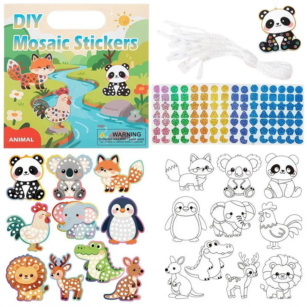 Cute Stickers For Kids 2-in-1 Funny DIY Mosaic Learning Craft Kits Cute Animal Stickers Coloring Set For Boys Girls Home Bedroom Zpaxo China Mainland A