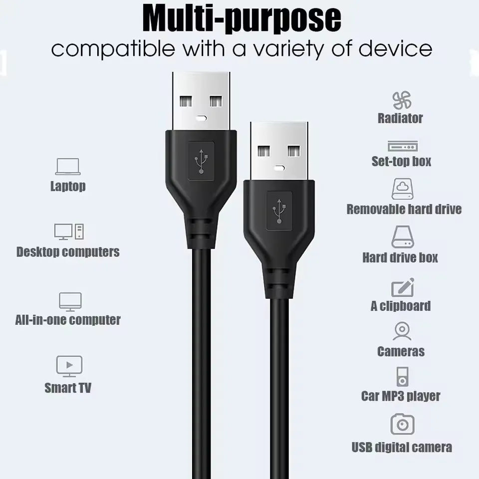 USB Male to Male Extension Cable – 0.5m, 1m, 1.5m Data Transfer USB Extension Cable Zpaxo