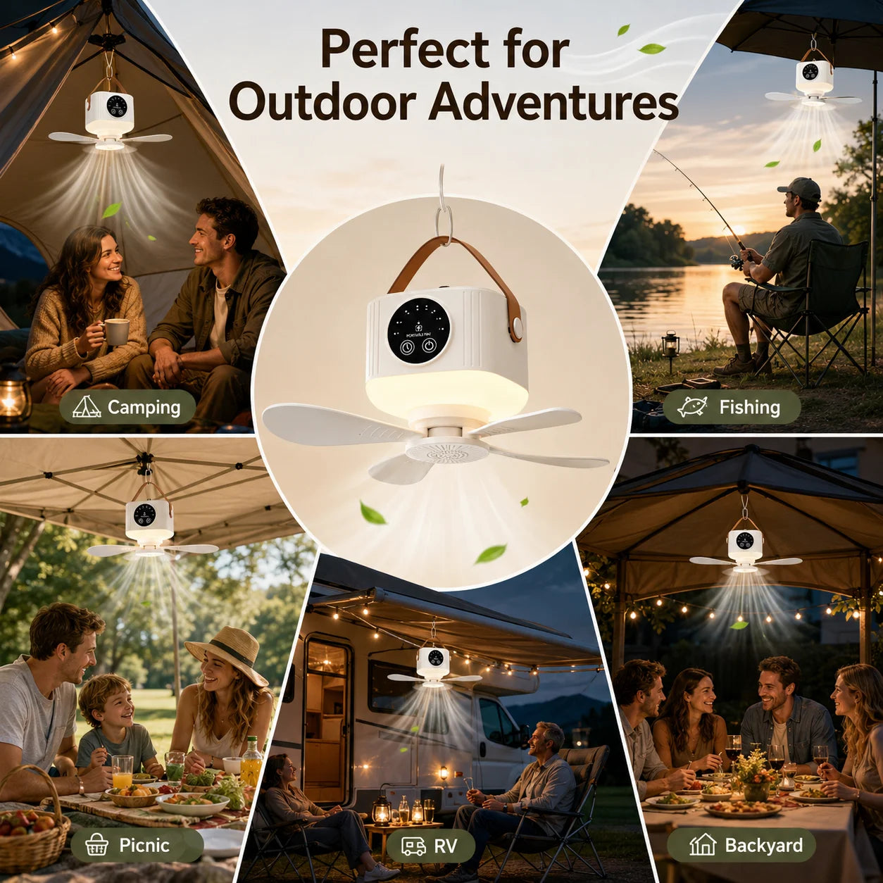 2026 New Portable Rechargeable Ceiling Fan Wireless USB Hanging Fan for Student Dorm Bed Outdoor Camping Zpaxo