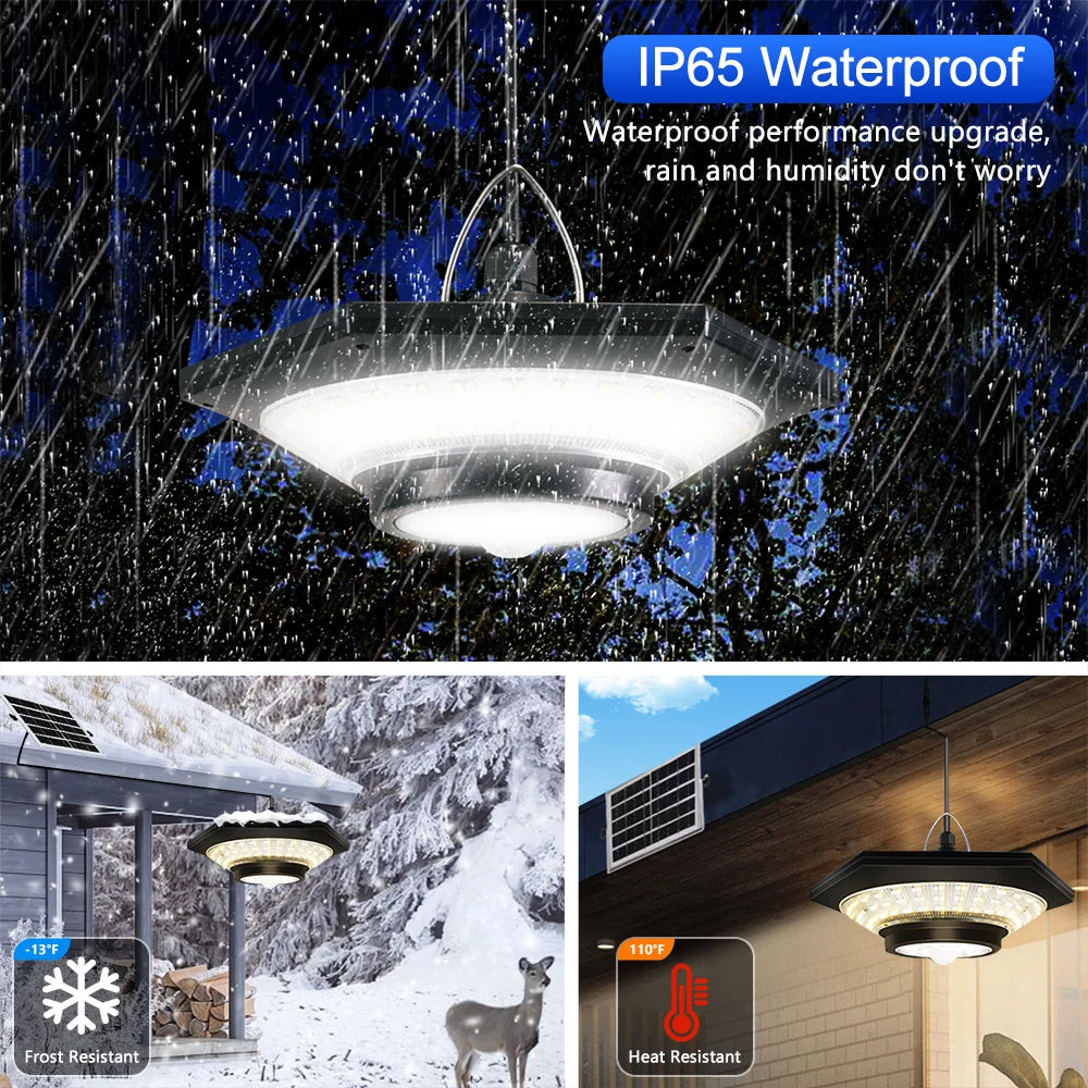 Solar Pendant Shed Lights Outdoor 228 LEDs 5 Modes Solar Motion Sensor Light Waterproof Remote Timers Barn Gazebo Garage Garden Zpaxo