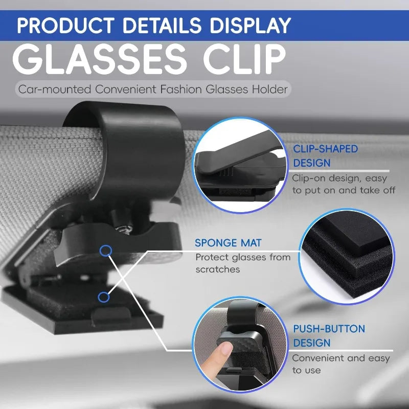 Car Sun Visor Sunglasses Clip Holder & Card Organizer