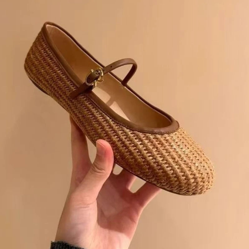 Spring Summer 2025 Shoes Weaving Hollow Out Design Sandals Square Toe