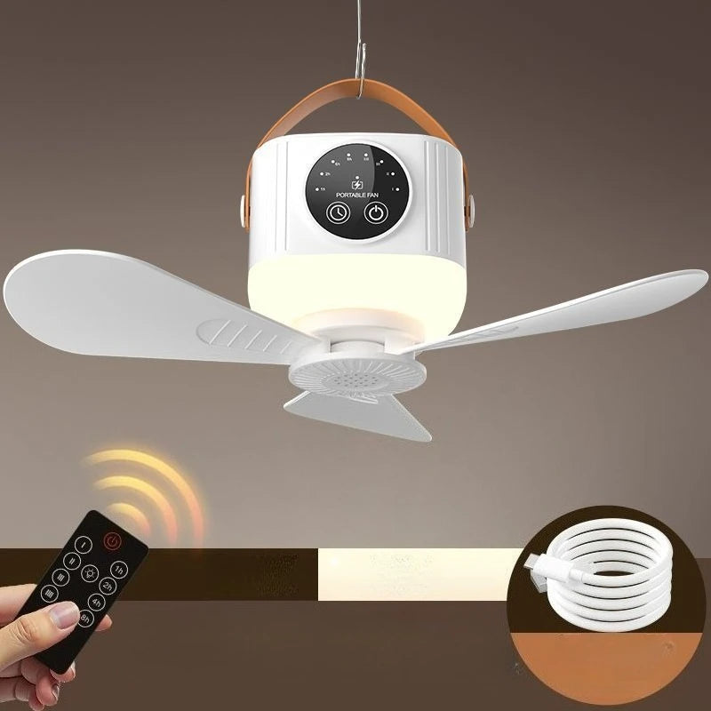 2026 New Portable Rechargeable Ceiling Fan Wireless USB Hanging Fan for Student Dorm Bed Outdoor Camping Zpaxo White 5V 2A