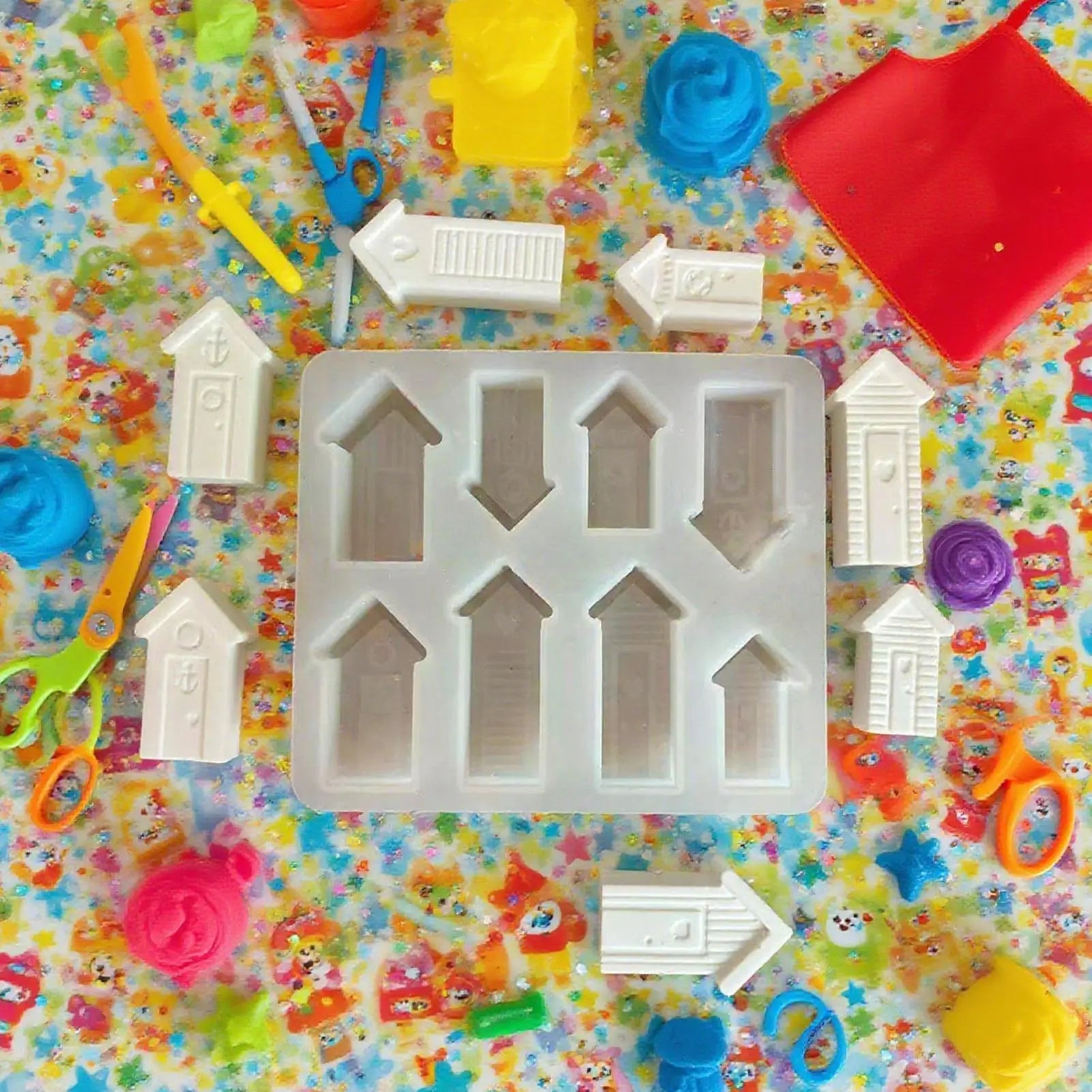 House Shape Resin Mold Silicone Christmas 8-Slot Plaster Casting