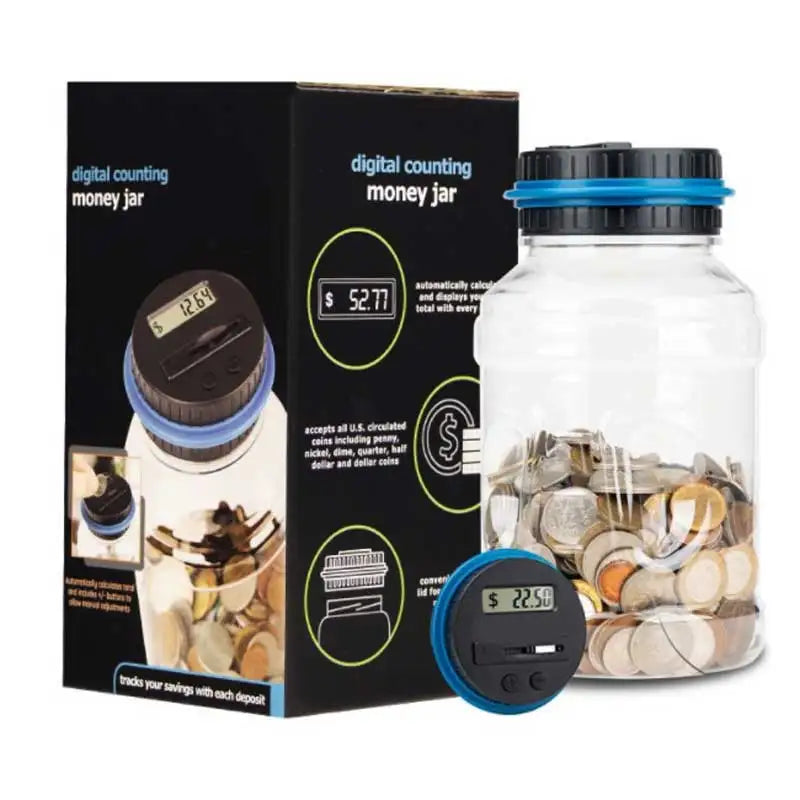 1PC Electronic Piggy Bank Counter Coin - Digital LCD Counting Coin, Money Saving Box Jar, Coins Storage Box For USD EURO Zpaxo US Dollar G2058B