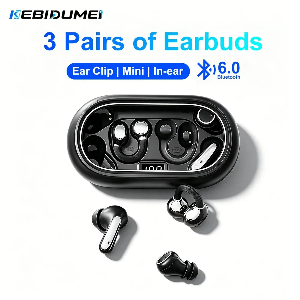 KEBIDUMEI 2 Pairs Earbuds Bluetooth Ear Twin Earphone HIFI Stereo