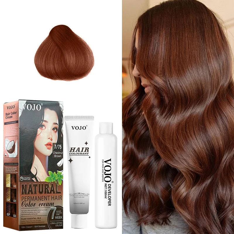 Semi-Permanent Hair Dye,100ml and 100ml Coloring Agent,Easy to Apply,Hair Coloring Unisex Natural Hair Cream for All Hair Types Zpaxo Chestnut brown