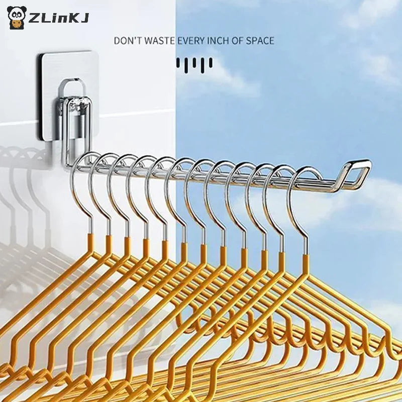 ▶1PCS Versatile Wall-Mounted Foldable Clothes Hanger Rack Windproof Anti-Slip Space-Saving Organizer for Home Storage Zpaxo