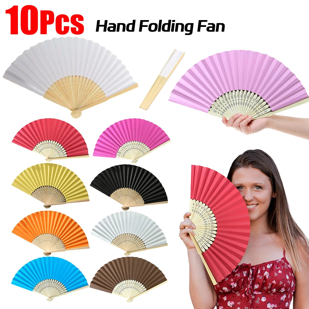 Blank DIY Folding Fan Hand Practice Foldable Paper Portable