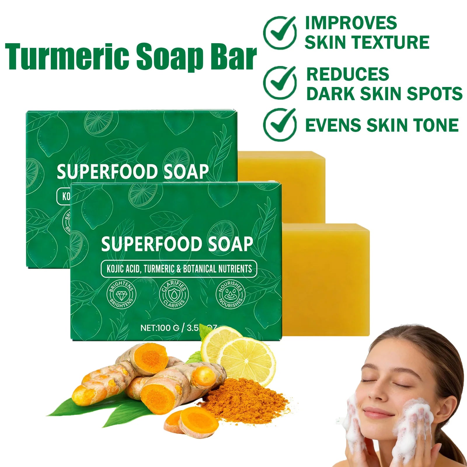 Hoygi Turmeric Soap Bar – Brightening Face & Body Cleanser Brightening Soap Bar Zpaxo