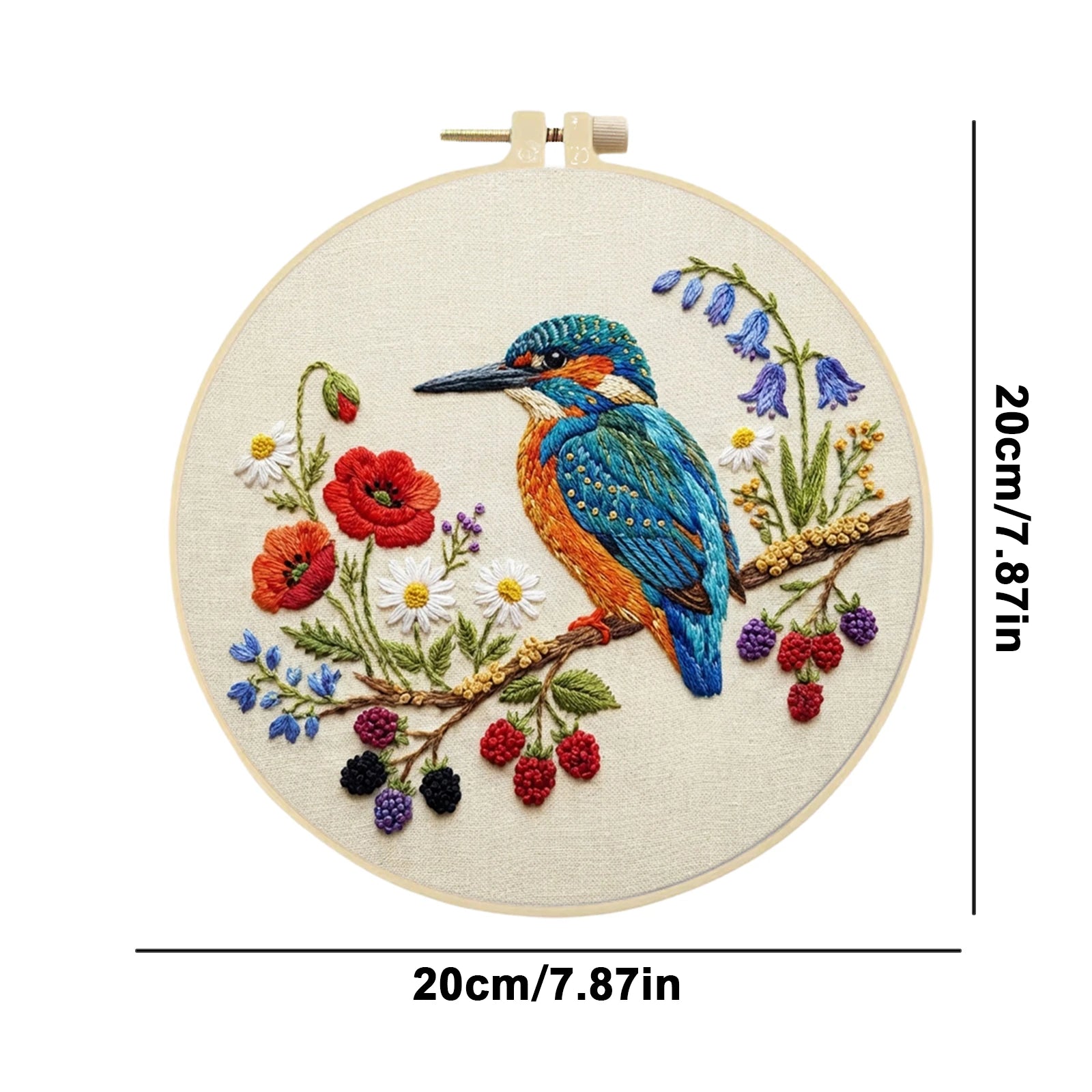 DIY Stamped Embroidery Hoop Birds Flowers Starter 30x30cm Beginners Zpaxo D