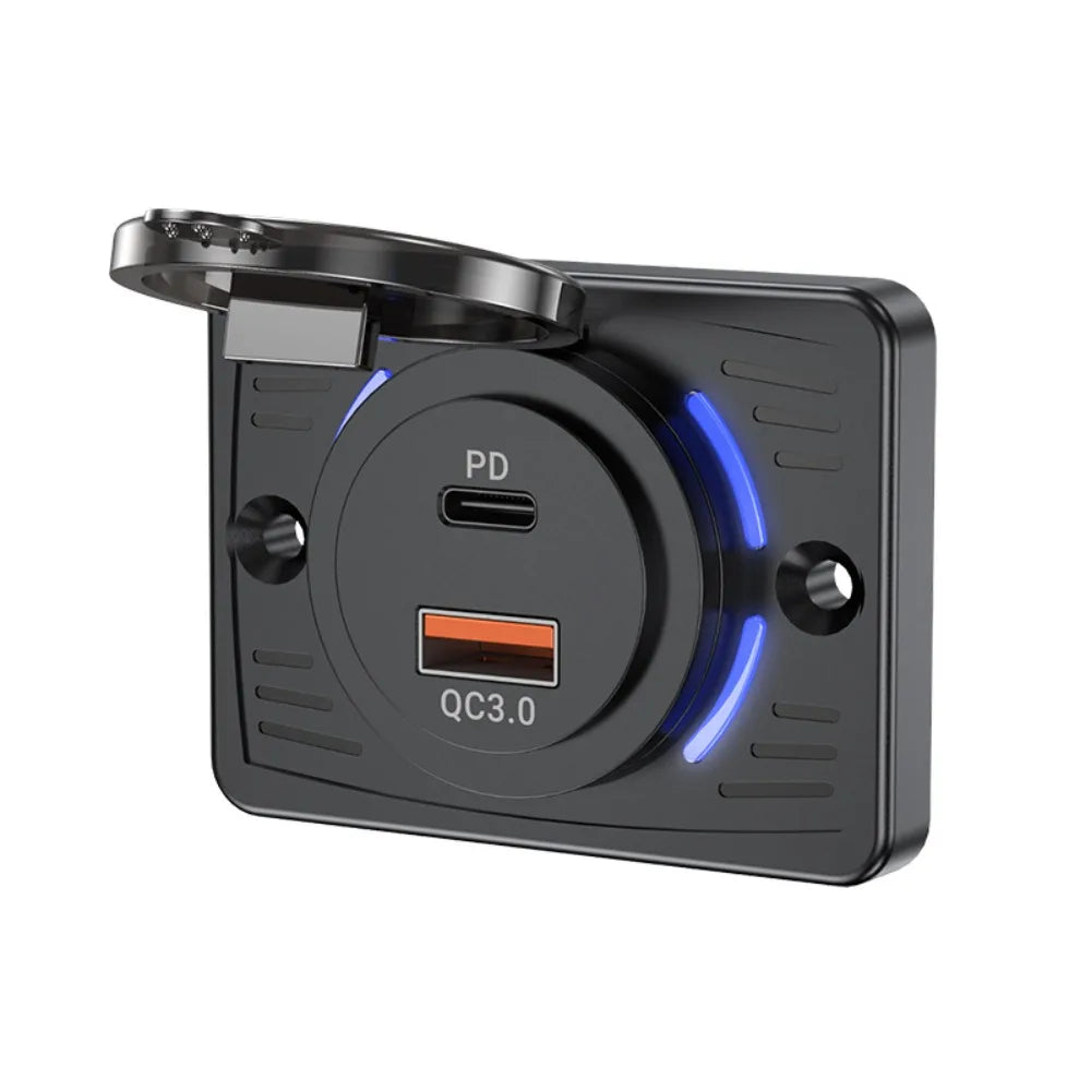 12V 24V Compatible Panel Mount USB Charger 2-4 Ports Shockproof Rubber Gaskets USB Charger Socket Compact Embedded Panel Zpaxo 48W fast charging