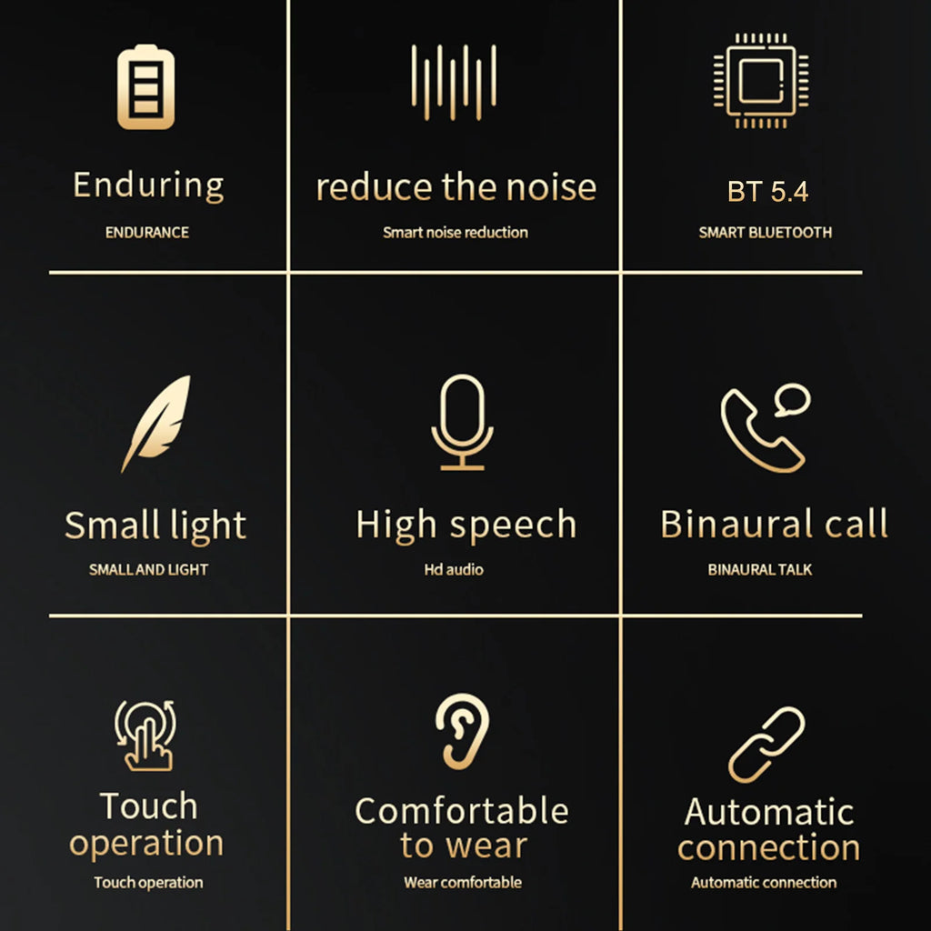Wireless BT 5.4 Earphones Music Headphones Painless Earhook Earbuds Sweatproof Sports Headset Touch Control with Dual Microphone Zpaxo