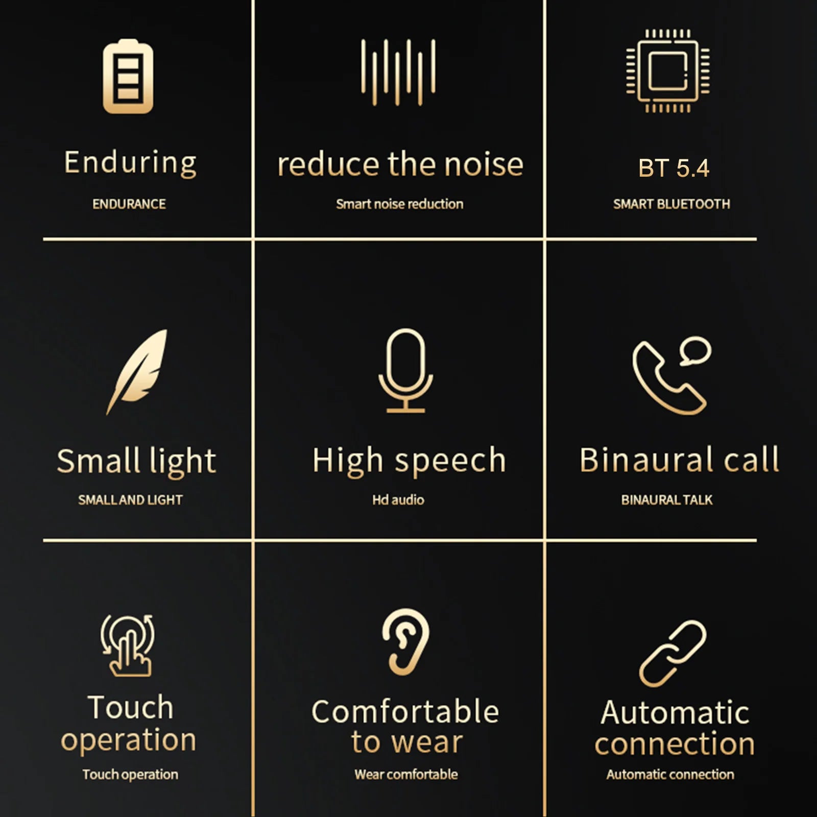 Wireless BT 5.4 Earphones Music Headphones Painless Earhook Earbuds Sweatproof Sports Headset Touch Control with Dual Microphone Zpaxo
