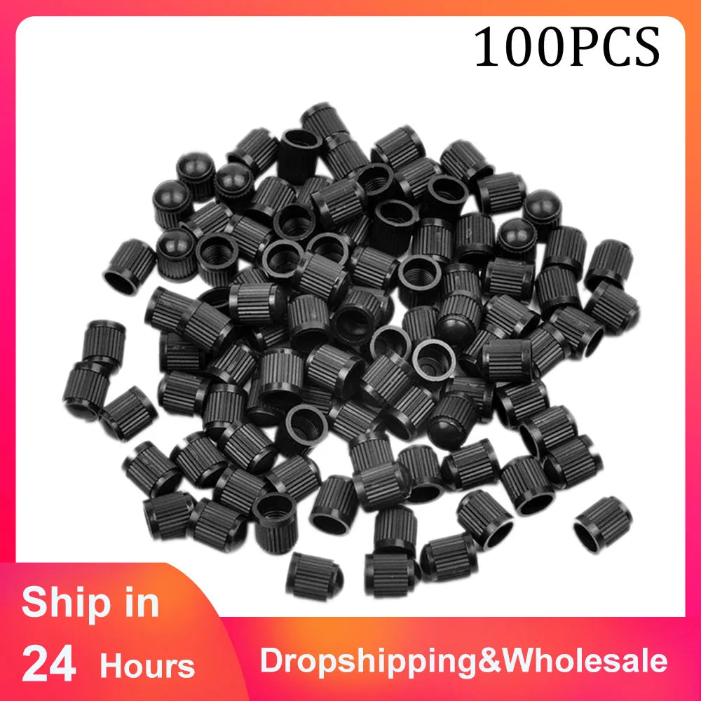 100-Pack Tire Valve Dust Caps – Car, Truck, Bike & MTB