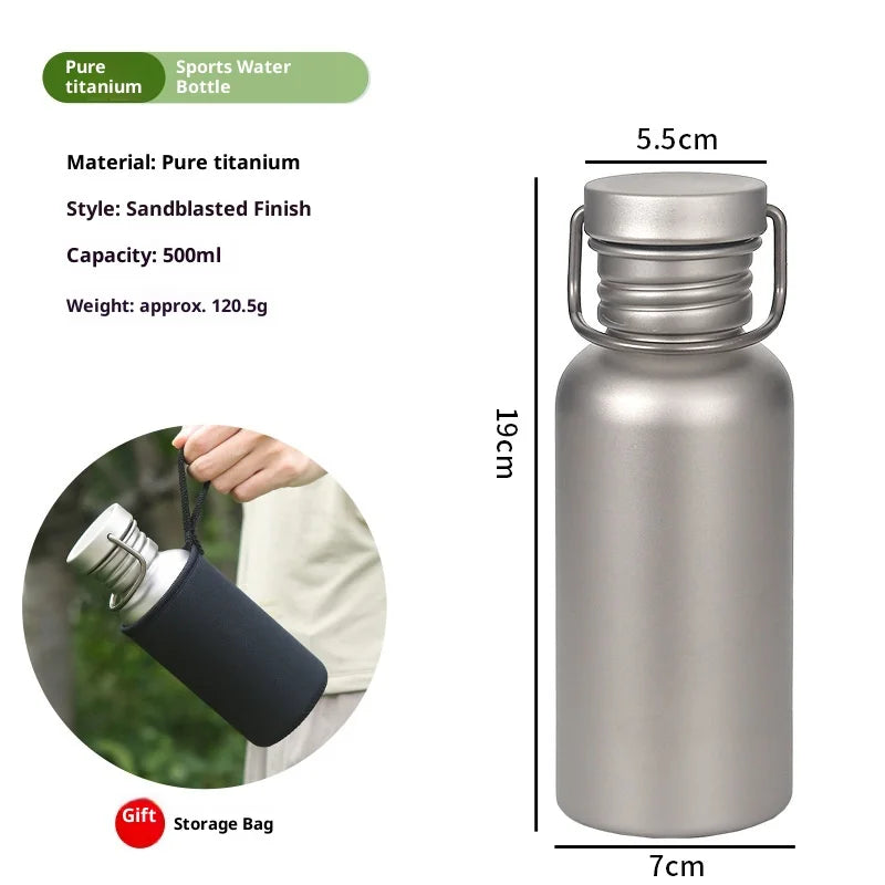 500/600/750ML Pure Titanium Sports Water Bottle for Outdoor Cycling, Travel, Camping, Lightweight, Suitable for Boiling Water Zpaxo Silver 500ML