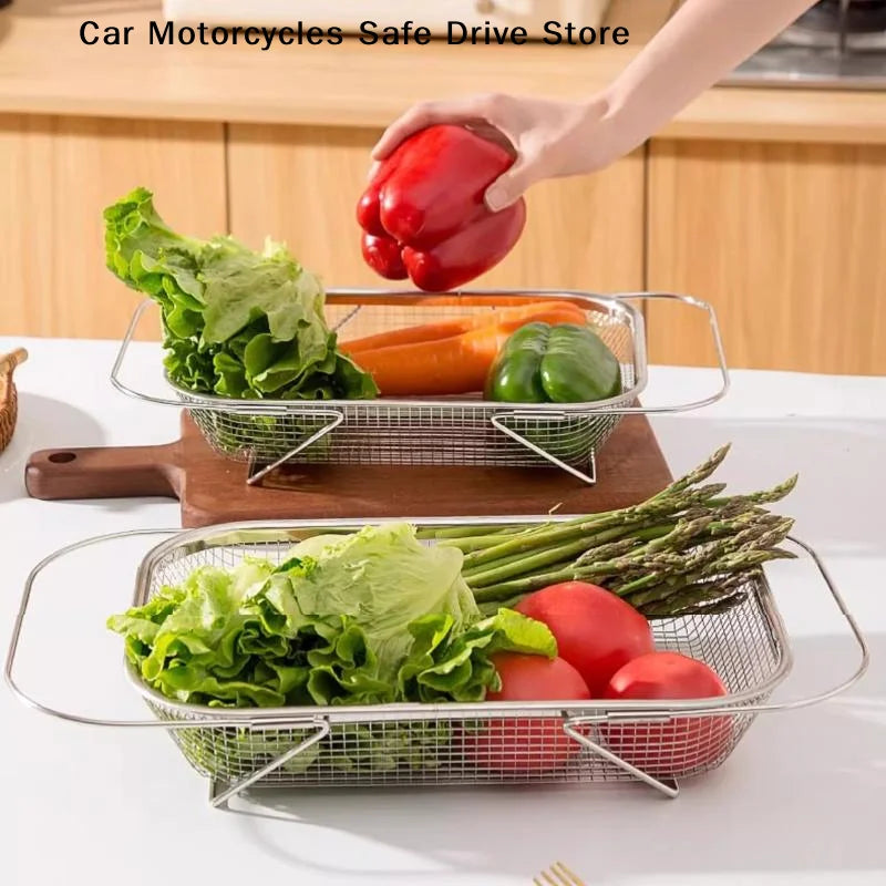 CMStainless Steel Drain Basket Kitchen Sink Retractable Vegetable