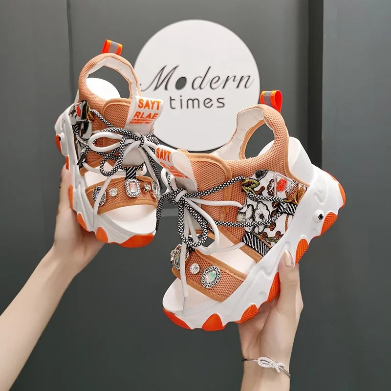 Comemore Leisure Lady Platform Chunky Sandals Mixed Shoes Sports Zpaxo