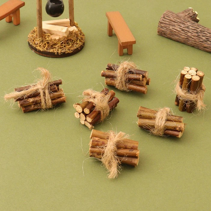 1:12 Dollhouse Miniature Bonfire Firewood Model Set | Decor