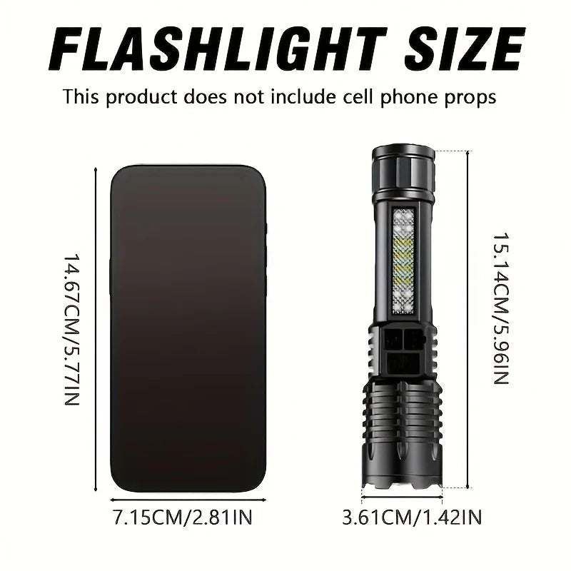 LED Zoomable Flashlight USB Rechargeable LCD Battery Display