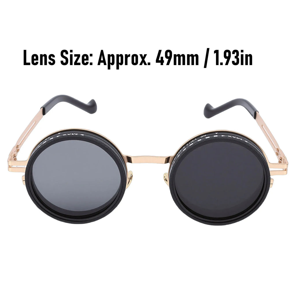 Adjustable Tint Sunglasses Lens ND Filter Round Shape Polarized