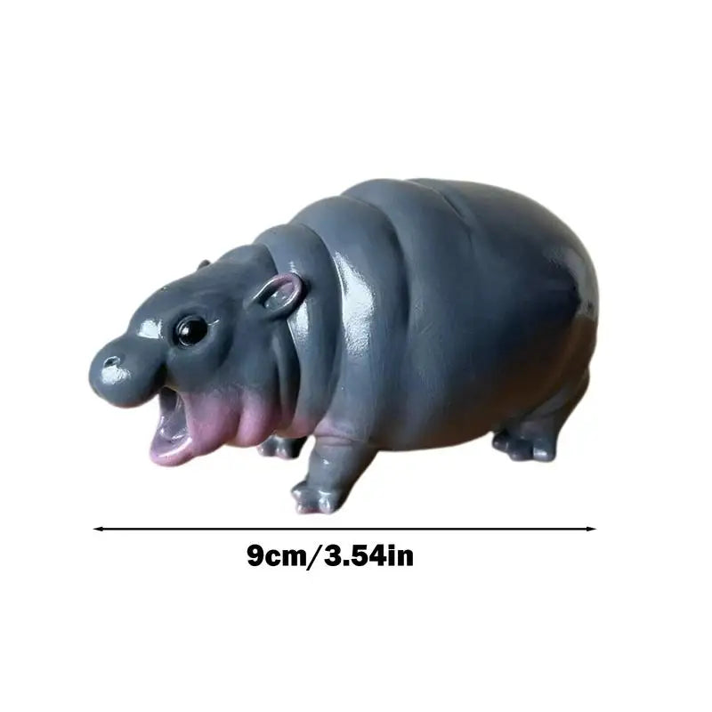Cute Hippo Resin Figurines | Moo Deng Baby Hippopotamus Sculpture Desk Decoration | Portable Moo Deng Hippo Tabletop Statue Zpaxo