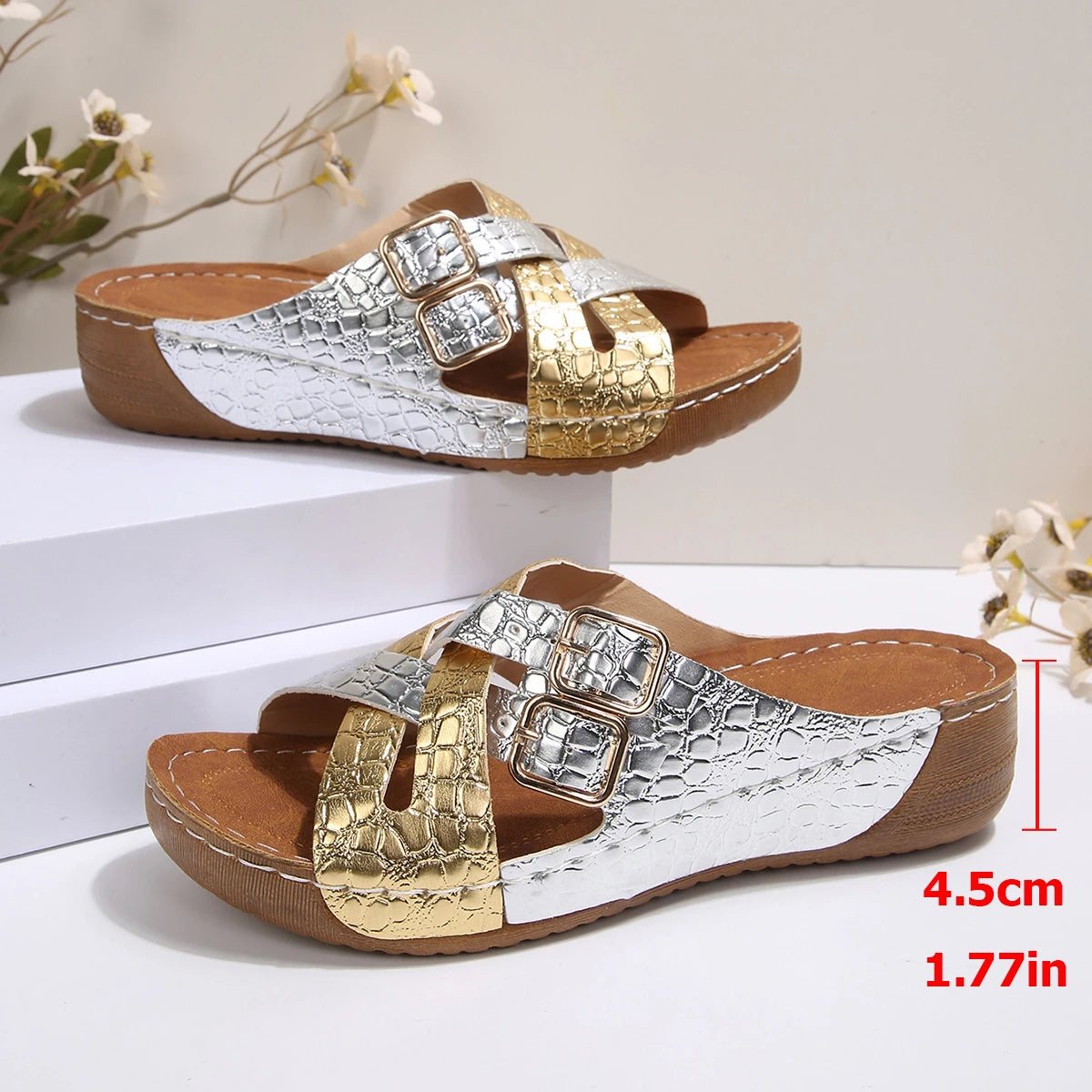 Women Wedge Slippers 2026 Open Toe Vintage National Shoes Comfortable Zpaxo