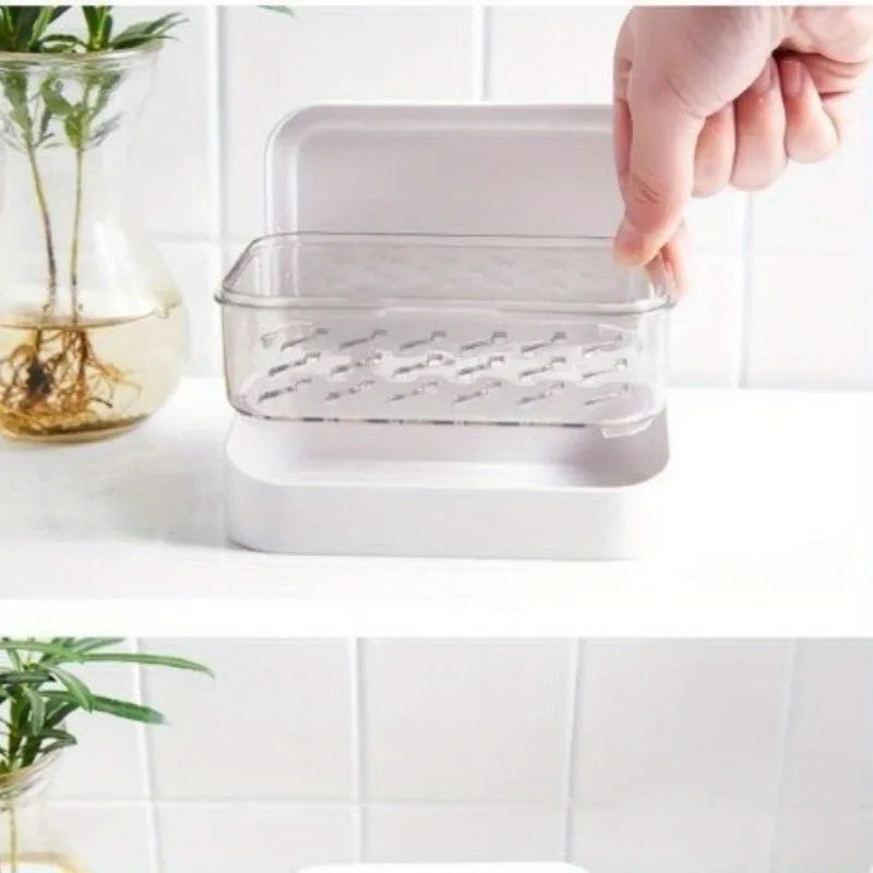 Versatile Soap Storage Container Lid Draining Rack Great Bathroom