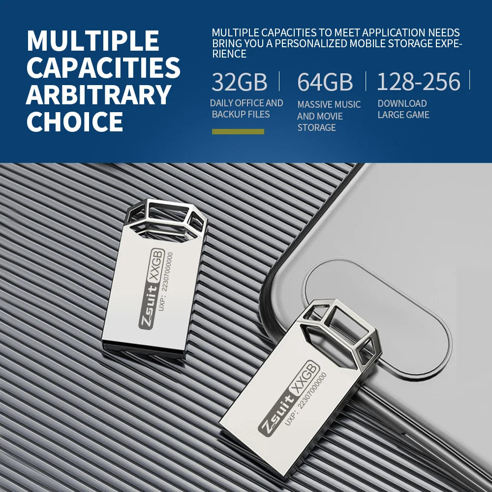 Zsuit 10PCS/LOT Metal 2.0/3.0 USB Flash Drive 32GB 16GB 128GB Pen Drive 64GB Custom Creative Gift Memory Stick 8GB Mini U Disk Zpaxo