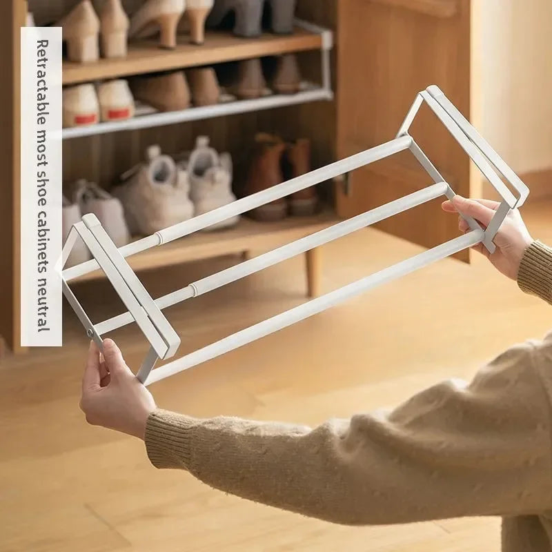 Adjustable Shoe Rack – Layered Organizer with Hanging Basket